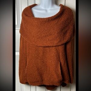 ANGEL OF THE NORTH Anthropologie Sweater Boucle Cowl Wool Rust Orange
